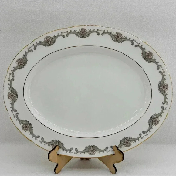 Vintage Foley Bone China 14.5" Oval Serving Platter Angelique Pattern England - Picture 1 of 6